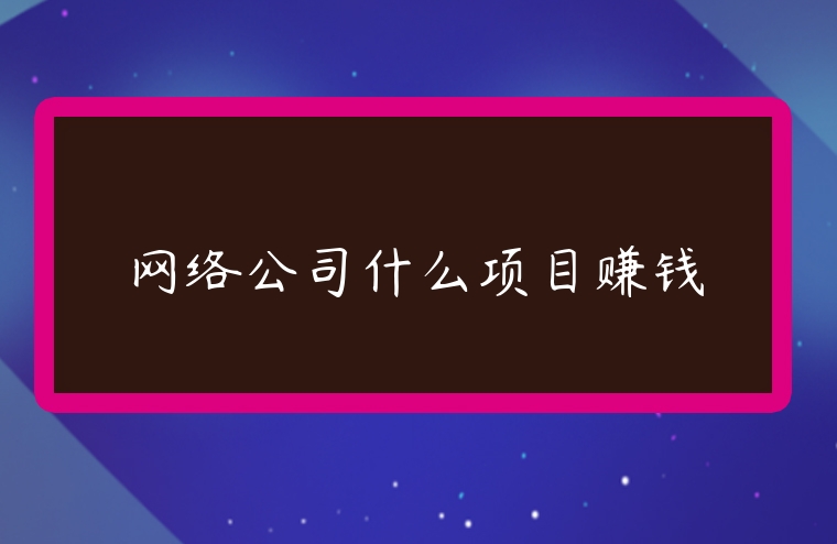 網(wǎng)絡(luò)公司什么項(xiàng)目賺錢