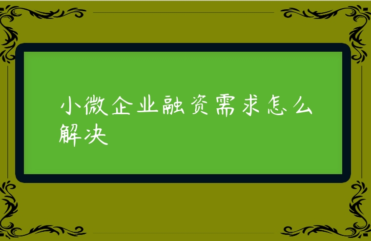 小微企業(yè)融資需求怎么解決